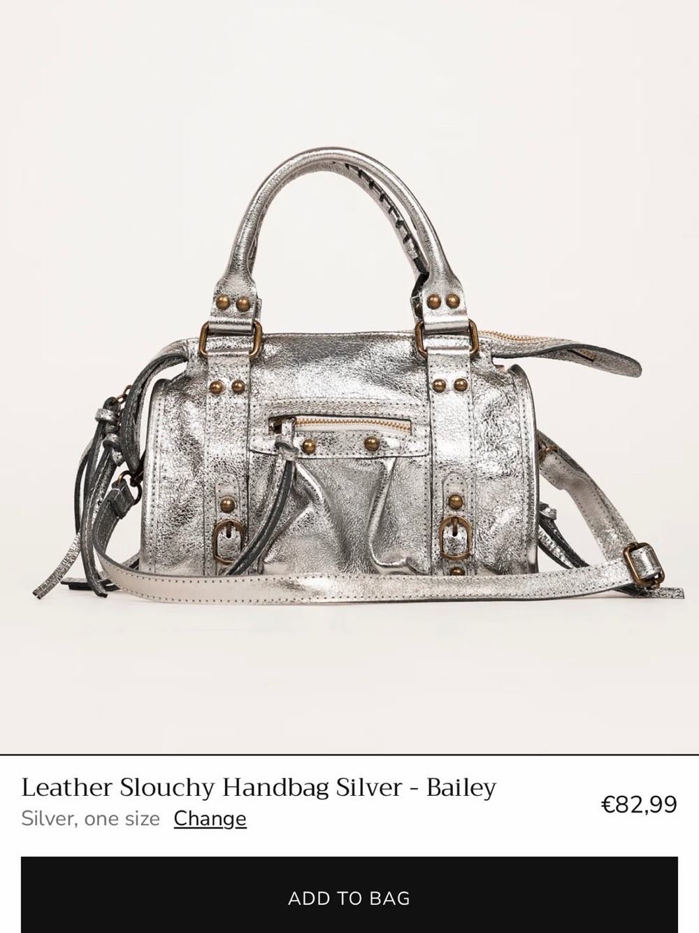 Embellished Silver 100% leather handbag / crossbody purse